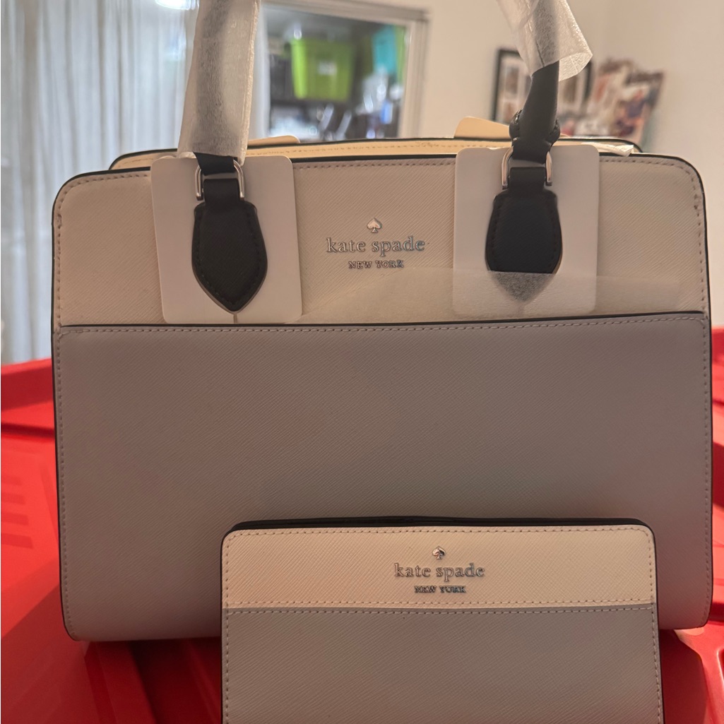 Kate Spade Red And Cream Handbag With Wallet